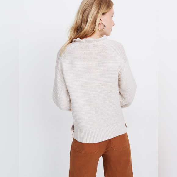 Madewell Ruffle-Neck Pullover Sweater in Cotton-Merino Yarn - Picture 3 of 9